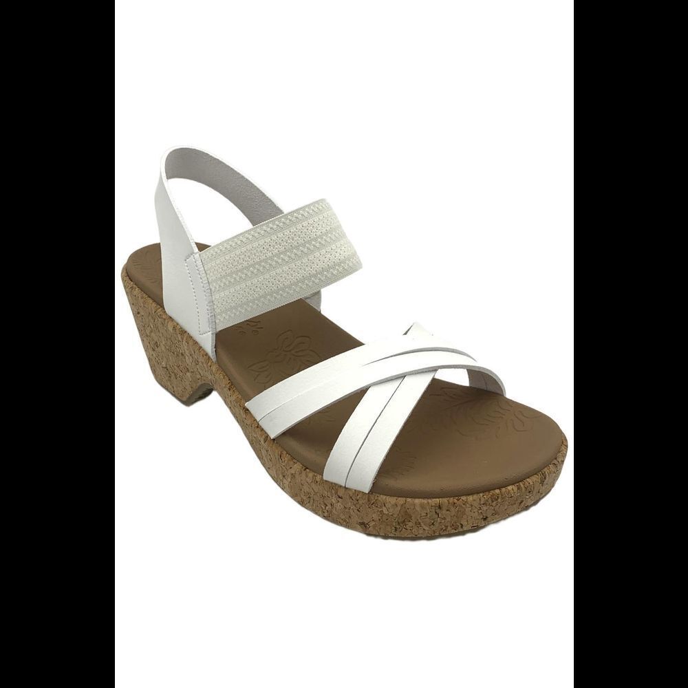 Skechers White Strappy Cork Wedge Sandals
